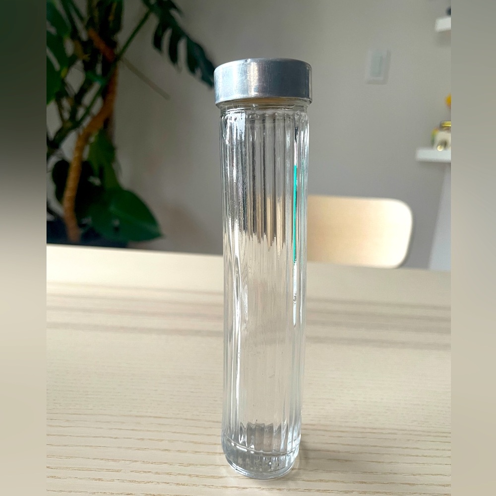 Antique French cut glass toothbrush holder container